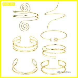 Adjustable Arm Cuff Bracelet Set, Zinc Alloy, 7 Pieces, Minimalist Style